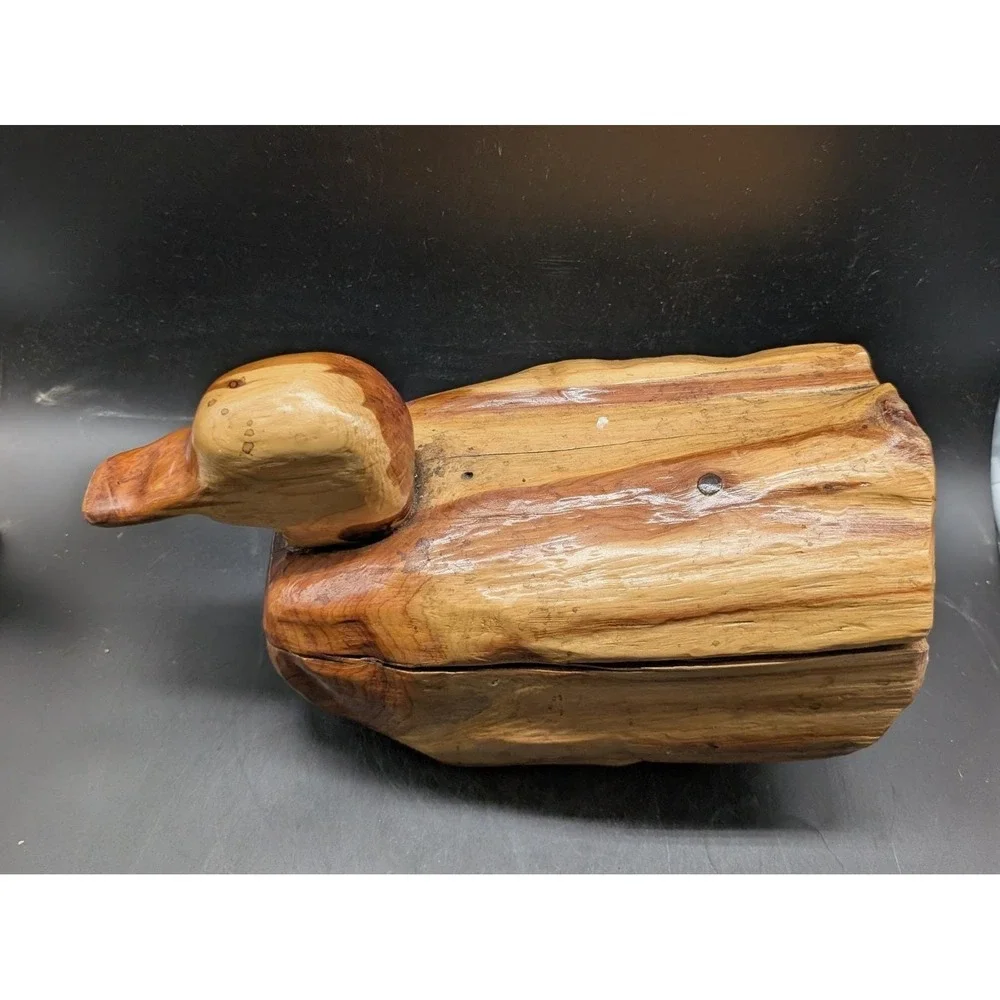Vintage Hand Carved Cedar Wood Duck Decoy‎ Rustic Primitive Folk Art Lodge Decor